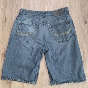 Vintage Rocawear Denim Shorts Blue Mens Sz 38 Dark Wash Hip Hop Y2K Embroidered